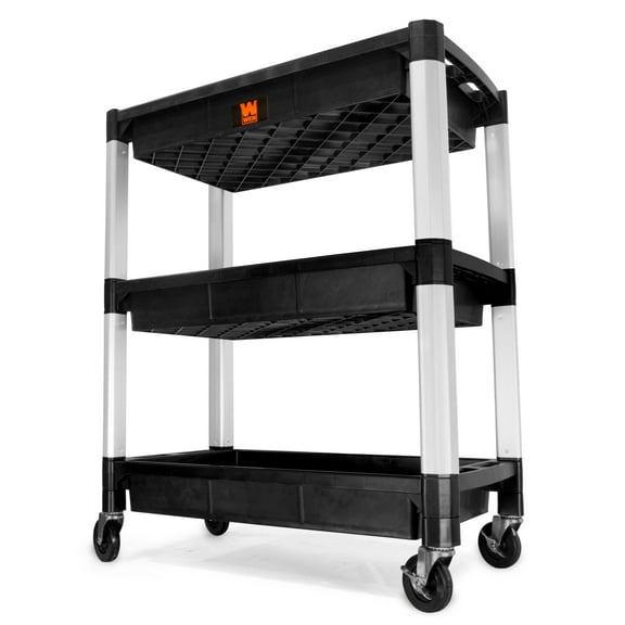 WEN Three-Tray 300-Pound Capacity Triple Decker Service and Utility Cart, 73163