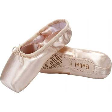 WENDYWU Girls Womens Dance Shoe Pink Ballet Pointe Slippers Ballet Flats Shoes with Ribbons Toe Pads  Pink