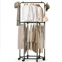 WEENEED Rolling Garment Rack, 2-Tier Metal Clothing Organizer with Wheels, 2-Shelf Design with Hooks