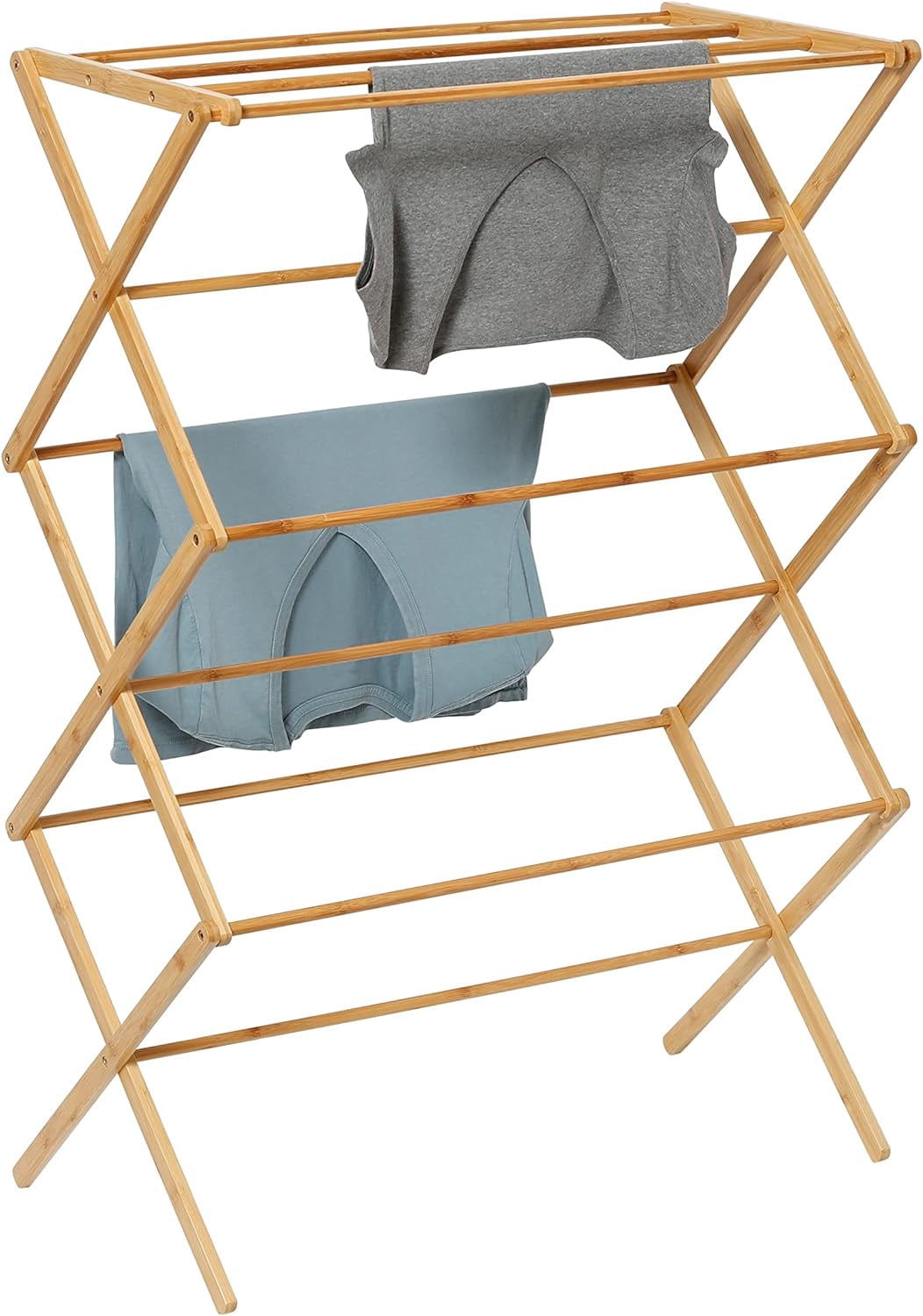 WENG Collapsible Bamboo Drying Rack – Sturdy & Foldable Laundry Drying ...