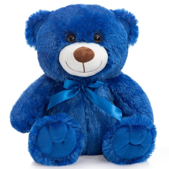 WENMOTDY 14 Inch Super Color Teddy Bear Plush Stuffed Animal Toy Gift for Kids Girlfriend Family Baby Shower Birthday Royal Blue