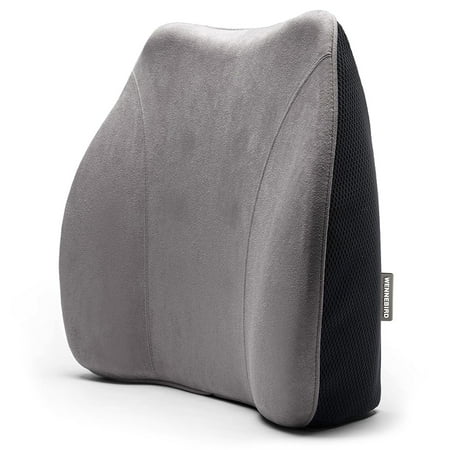 WENNEBIRD Model Q Lumbar Memory Foam Support Pillow for Posture, Grey