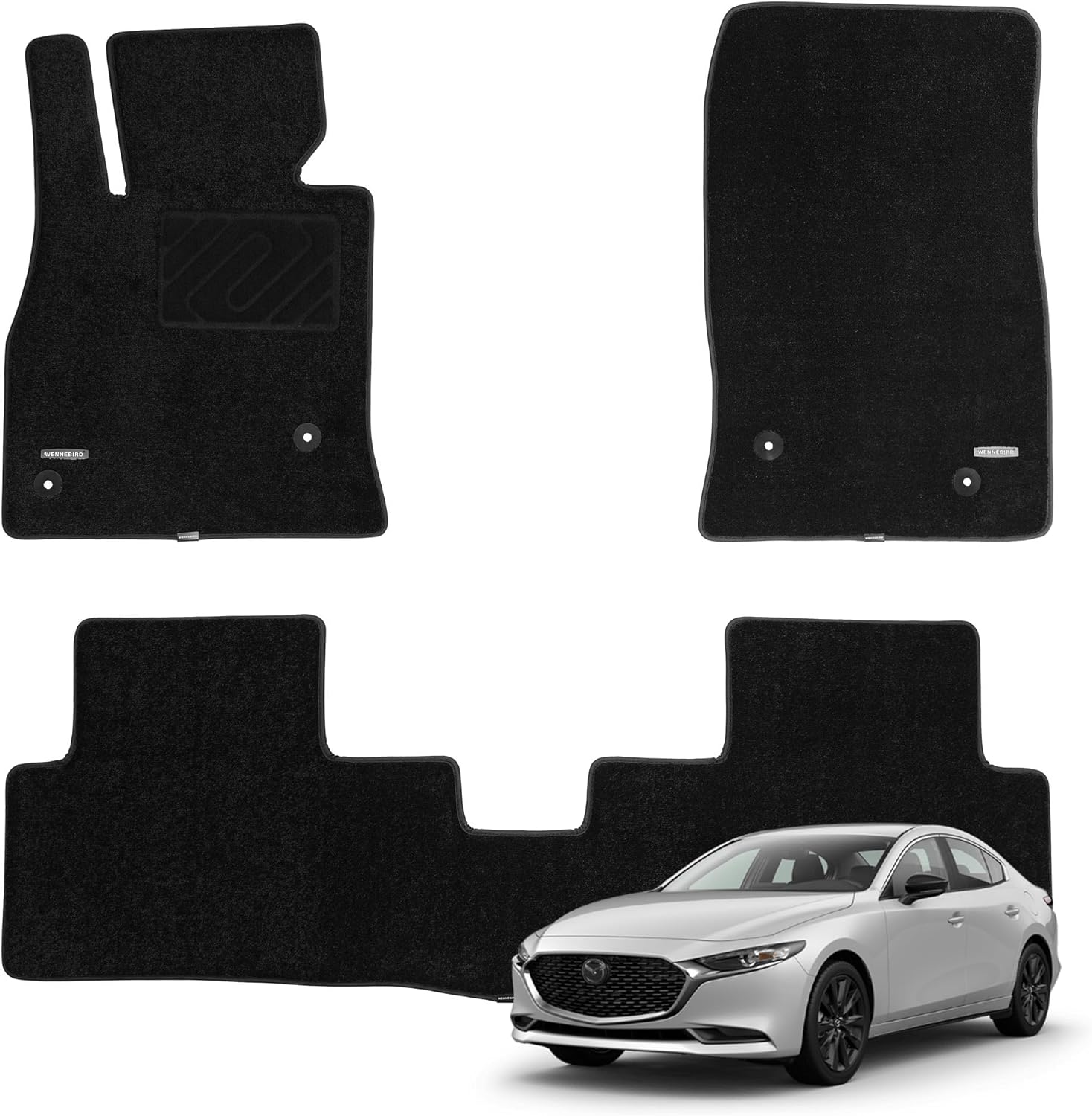 Black Nylon Carpet Floor Mat Set (4 Pieces) For 2004-2012 Mazda RX8 – Anti-Slip