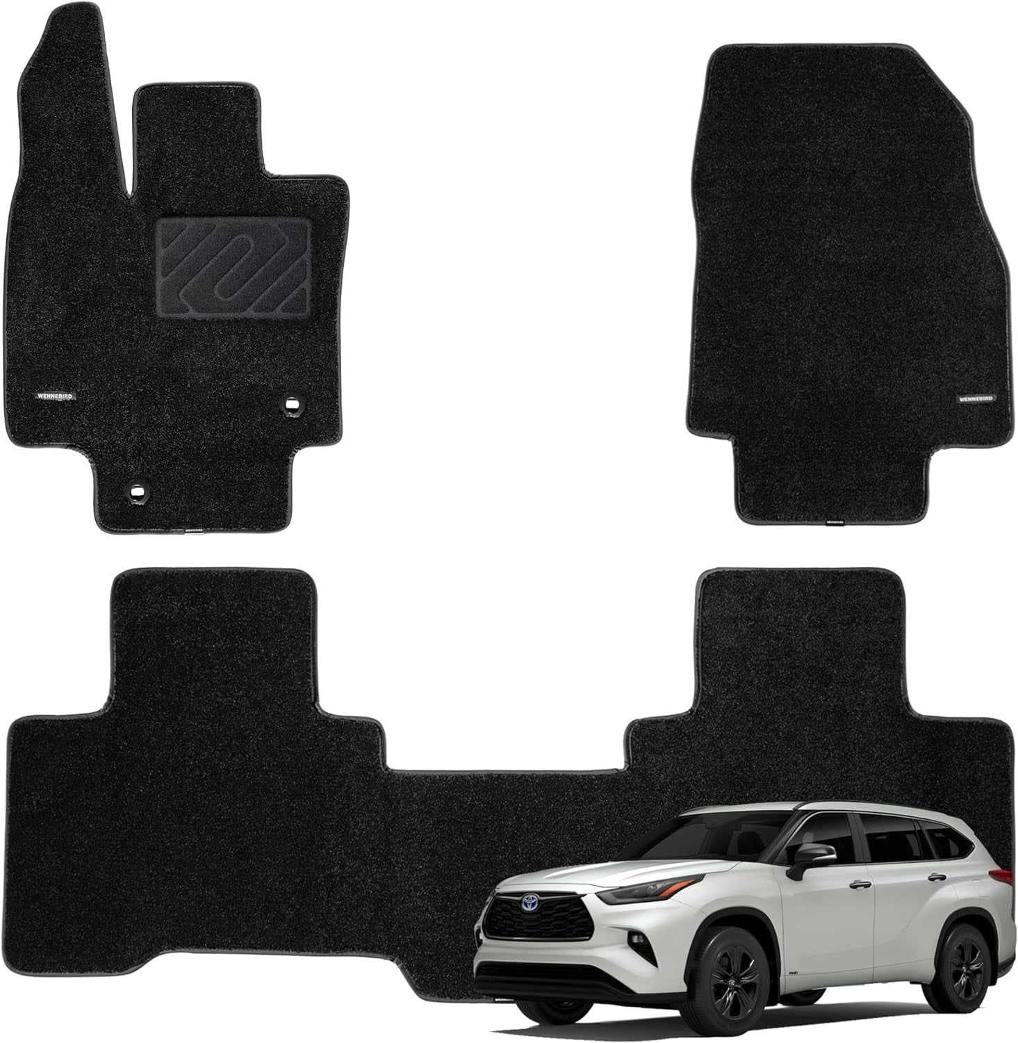 WENNEBIRD Superior Carpet Floor Mats for 2020-2025 Toyota Highlander 5 ...