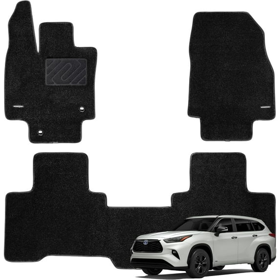WENNEBIRD Superior Carpet Floor Mats for 2020-2025 Toyota Highlander 5 Seater FWD, Hybrid or AWD - 3pc