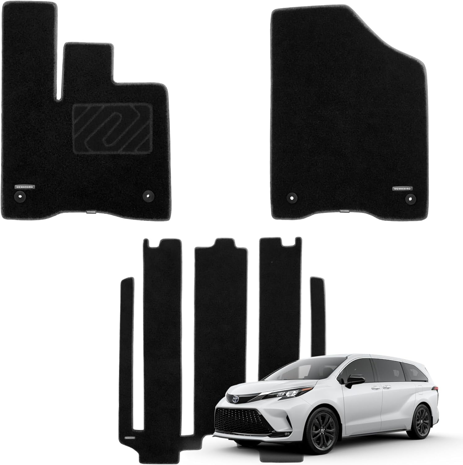 WENNEBIRD Superior Carpet Floor Mats for 2021-2024 Toyota Sienna 7 ...