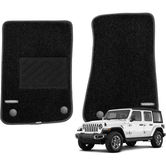WENNEBIRD Superior Carpet Front Row Floor Mats for 2018-2025 Jeep Wrangler / 4XE (Not for JK), 0.6 inch Thickness Rugs - 2pc