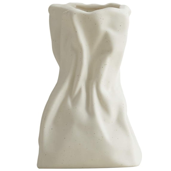 WENSHUO Grab Paper Bag Ceramic Vase, Small Bud Vase for Living Room, Dinner Table Decoration