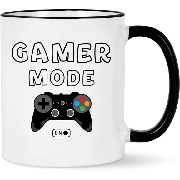 WENSSY Game Lover Gifts, Gaming Gifts for Men, Gamer Mode ON Mug for Game Lovers, Gamer Gifts Idea for Christmas Birthday, Video Game Presents for Gaming Enthusiasts, 11 OZ Black Handle