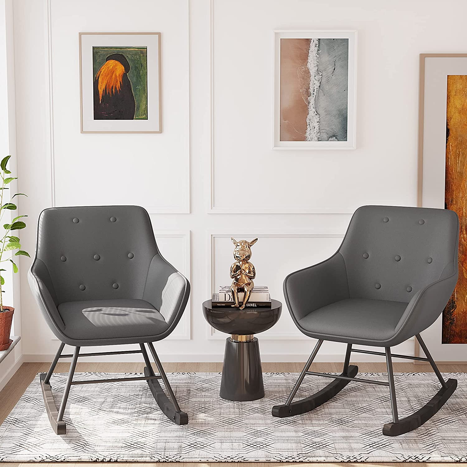 FFH Accent Chair Nursery Rocking Chair,Corduroy Upholstered