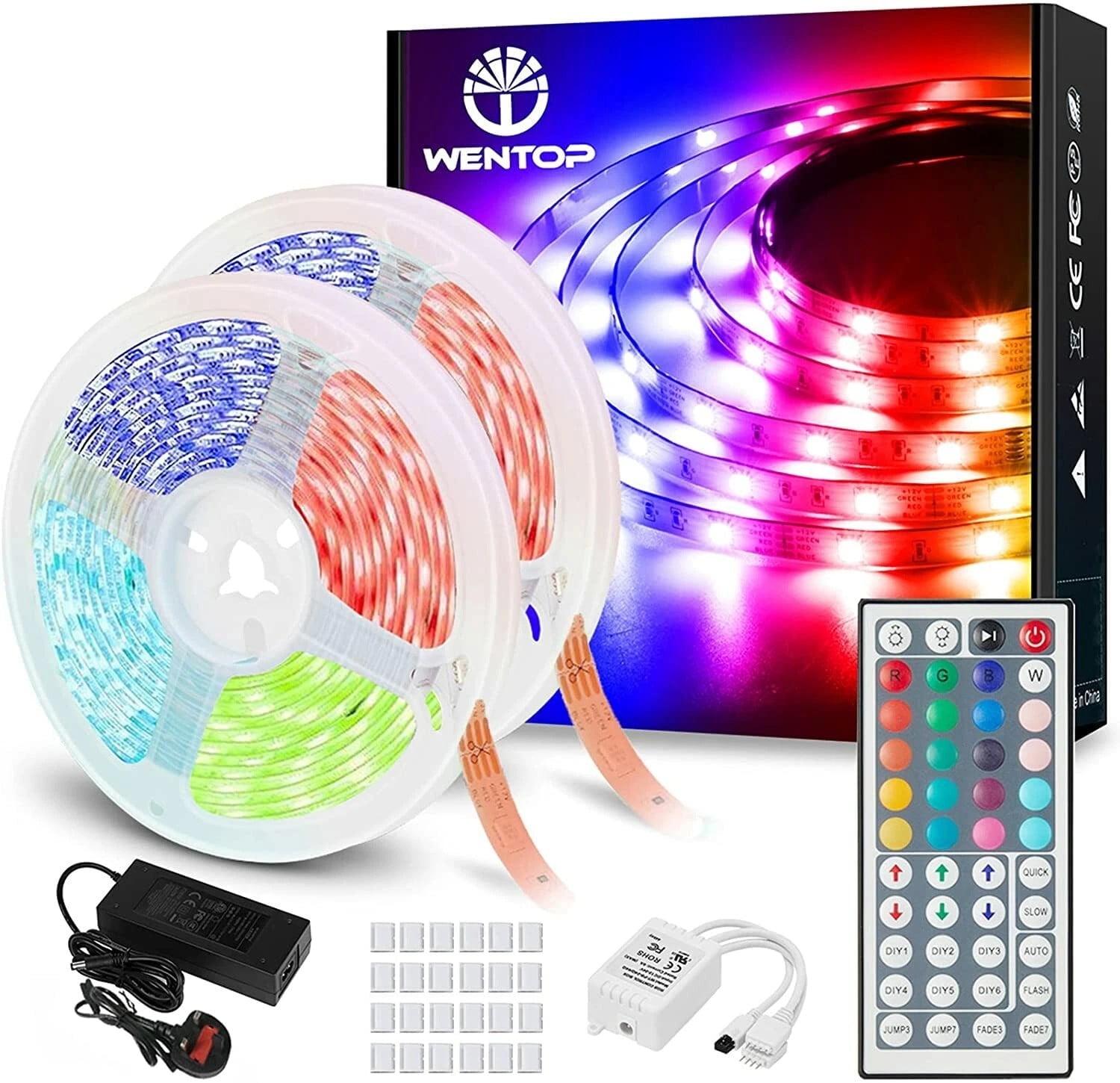 WENTOP LED Strip Lights with Remote Control 20m, Ultra-Long 600 LED Strips, Multi Color