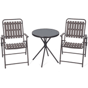 WENTUM 3 Pieces Bistro Set,1 Bistro Table and 2 Foldable Chairs for Porch, Yard, Garden, Brown