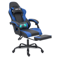 thumbnail image 1 of WENTUM Ergonomic Reclining Gaming Chair with Linkage Armrests & Footrest, Racing Office Chair, PU Leather Computer Desk Chair, Blue, 1 of 8
