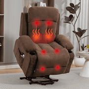 WENTUM Power Lift Recliner Chair for Elderly, Heat and Massage, Chair Side Pocket, USB Charge Port, Remote Control for Living Room, Brown