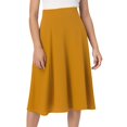thumbnail image 1 of WENWU Comfy Basic Solid Color Stretch A Line Flared Knee Length Skirt Lace up Skirt Denim Skirts for Women Midi Length, 1 of 4