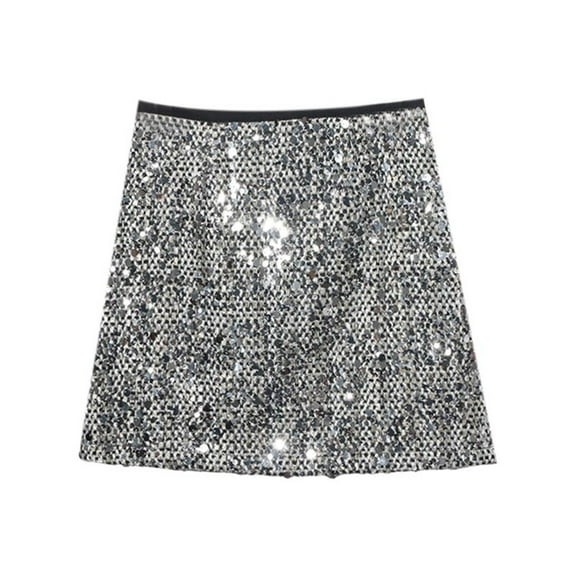 WENWU High Waisted Vibe Sequin Skirt A Line Wrap Skirt Womens Plaid Skirt Pencil Skirts for Women Knee Length