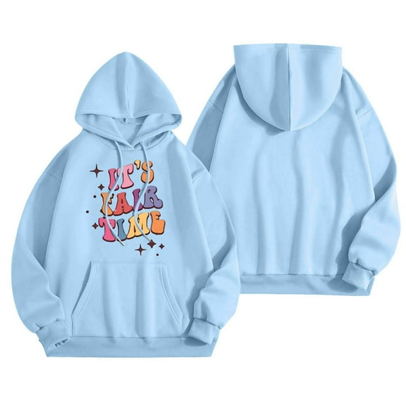 WENWU Womens Hoodie Long Sleeve Pullovers for Women Oversized Hoodies for Women Light Blue Sweatshirt for Womens Fall Jackets Casual Clothes