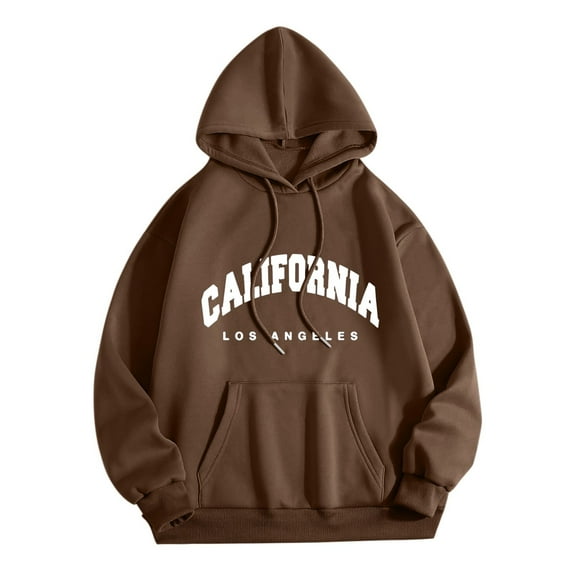 WENWU Hoodies for Women Long Sleeve Hoodie Pullover Sweatshirt Oversized Hoodies for Women Brown Hooded Sweatshirt Fall Outfits for Women's Clothing