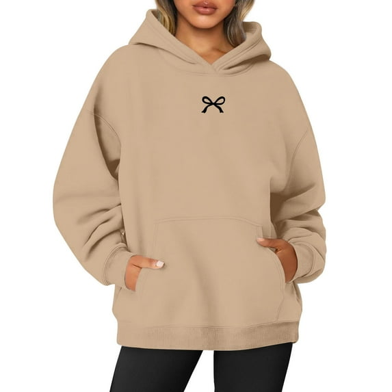 WENWU Hoodies for Women Long Sleeve Hoodie Womens Pullover Hoodie Oversized Hoodie for Women Khaki Hoodie Y2k Fall Outfit Trendy Womens Clothes