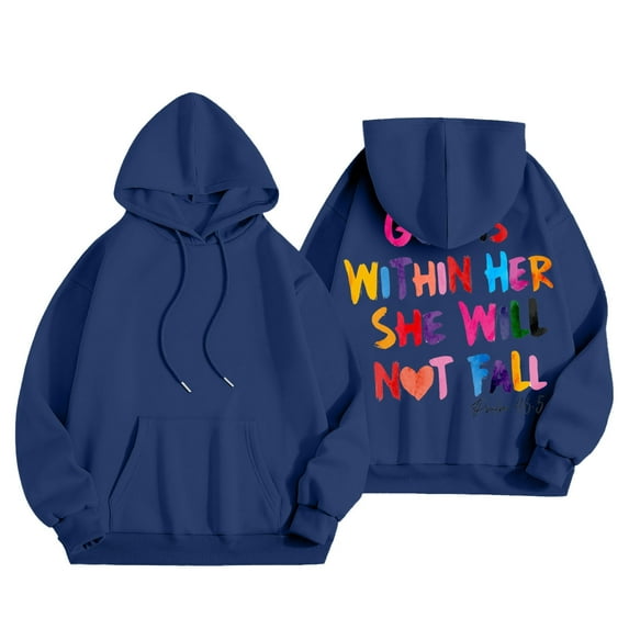 WENWU Hoodies for Women Long Sleeve Pullover Hoodie Sweatshirt Oversized Hoodie for Women Blue Hoodies Womens Fall Clothing Young Women