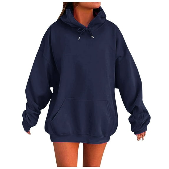 WENWU Hoodies for Women Long Sleeve Pullover Sweatshirts for Women Baggy Hoodies Navy Sweatshirt Womens Women Fall Jacket Preppy Teen Clothes