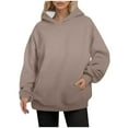 thumbnail image 1 of WENWU Hoodies for Women Long Sleeve Womens Hoodies Pullover Unisex Hoodie Khaki Sweatshirts for Women Fall Sweatshirts College Clothes for Women, 1 of 9