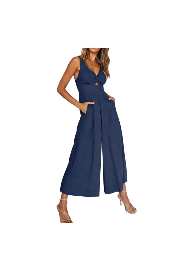 Ladies Casual Jumpsuit Spaghetti Strap Loose Jumpsuit Overalls Pockets Summer Fashion Harem Women S Jumpsuit New Years Jumpsuit