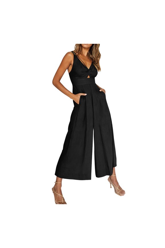 Ladies Casual Jumpsuit Spaghetti Strap Loose Jumpsuit Overalls Pockets Summer Fashion Harem Women S Jumpsuit New Years Jumpsuit
