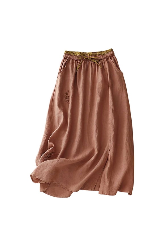 A Line Skirt with Color Block Design Embroidery and Tie Detail for Casual Shopping and Party Wear Comfortable and Versatile Fashion Rip Skirt Length 2 Long Lace Skirt