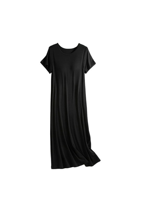Nightgowns for Women with Built in Bra O Neck Short Sleeve Sleepwear Casual Loose Nightshirts Soft Comfy Sleepshirts Ladies Casual Nightgowns Neck Sleep
