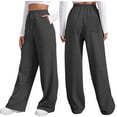 thumbnail image 1 of WENWU Pants for Women Casual Pants Dark Gray Pants Women Lounge Pants High Waisted Wide Leg Pants with Pockets Womens Fall Pants, 1 of 9