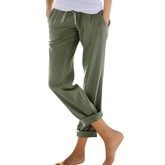 WENWU Womens Pants Women Pants Casual Green Baggy Pants Loose Pants for Women Summer Elastic Pants for Women Women Summer Pants