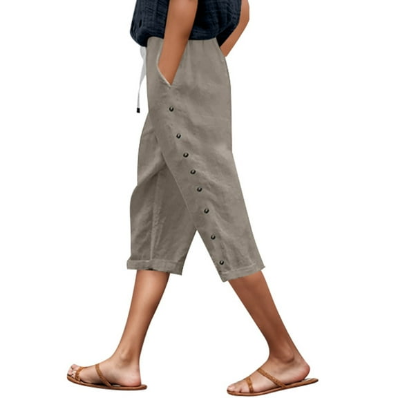 WENWU Pants for Women'S Casual Pants Khaki Trousers for Womens Comfy Work Pants Womens Wide Leg Pants Womens Capris for Summer