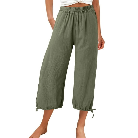 WENWU Pants for Womens Casual Pants Army Green Pants Women Loose Womens Pants High Waisted Pants Summer Clothes for Women