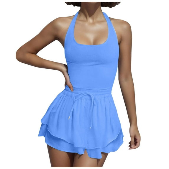 WENWU Summer Rompers for Women 2024 Tennis Skirt Dress Athletic Skort Romper Dress with Shorts Underneath Trendy Romper with Sleeves for Women Overall Woman