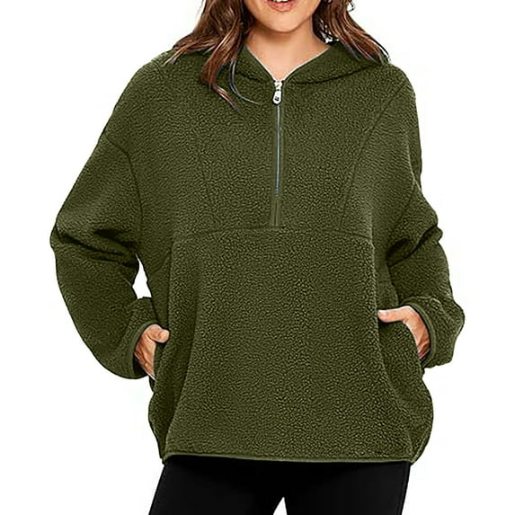 WENWU Women'S Sweatshirt,Long Sleeve Sweatshirt for Women Tankaneo Half Zip Sweatshirt Army Green Sweat Shirt Winter Outfits for Women 2025 Street Style Clothes