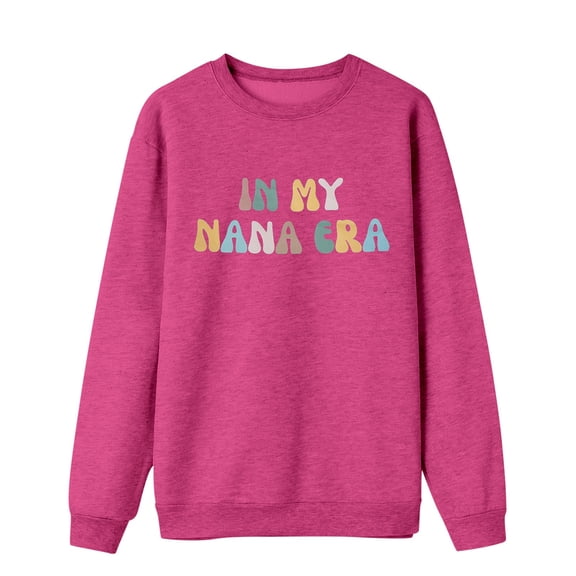 WENWU Sweatshirt for Women Long Sleeve Sweatshirt Womens Pullover Tops Hot Pink Crewneck Sweatshirt Fall Women Clothes Daily Wear