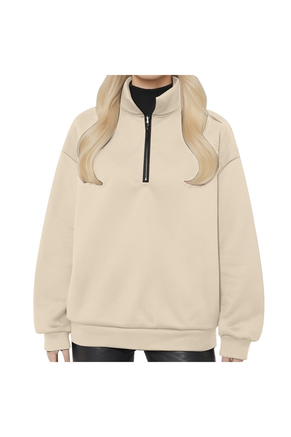 Sweatshirt for Women,Sweat Shirts Women Long Sleeve Half Zip Women Beige Women'S Crewneck Sweatshirts Womens Fall Sweatshirt Womens Fashion