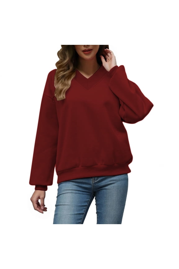 Sweatshirt for Womens Long Sleeve Sweatshirt Pullover Sweatshirt for Women Red Sweatshirt Womens Fall College Wear