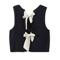 thumbnail image 1 of WENWU Women Autumn and Winter Solid Color Casual Short Knitted Sweater Vest Top Knitted Bow Vest Vest Sweater Vest Long Sleeve Oversized Knit Sweater, 1 of 5