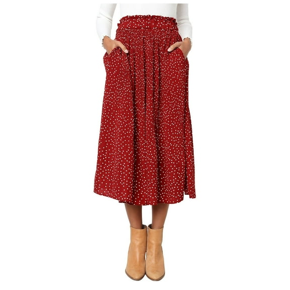 WENWU Women Fashionable Casual Versatile Loose Half Skirt Denim Midi Skirts Pencil Skirts for Women Knee Length