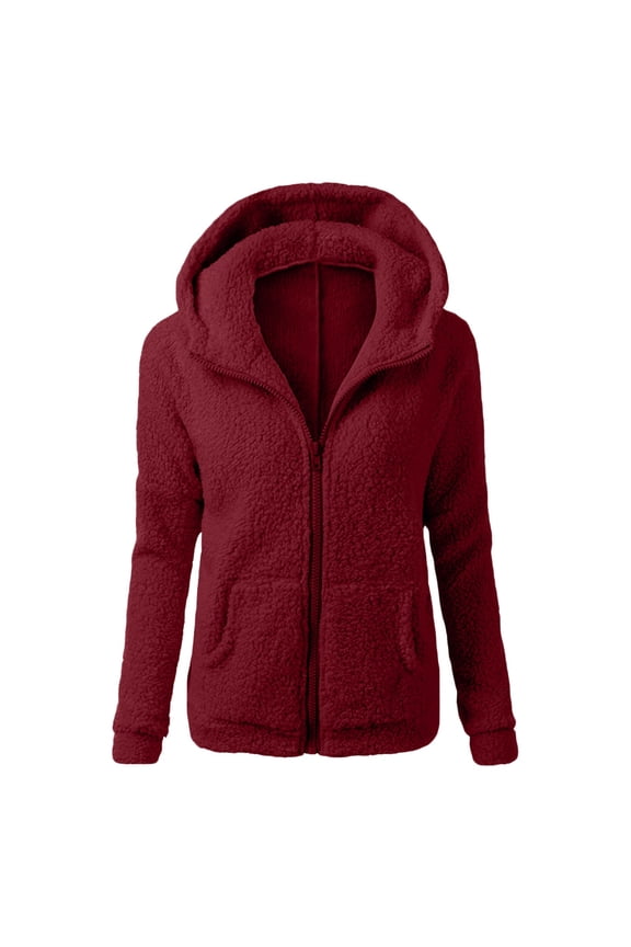 Women Hooded Sweater Coat Winter Warm Wool Zipper Coat Coat Outwear Petite Womens Jacket Cardigan Womens