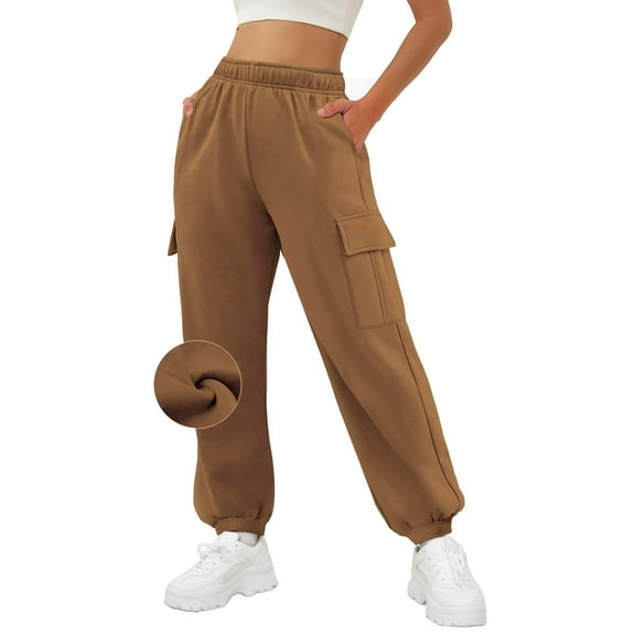 WENWU Women'S Pants for Women Casual Brown Baggy Pants Womens Comfy Pants Wide Leg Trousers with Pockets Summer Pants for Women 2025