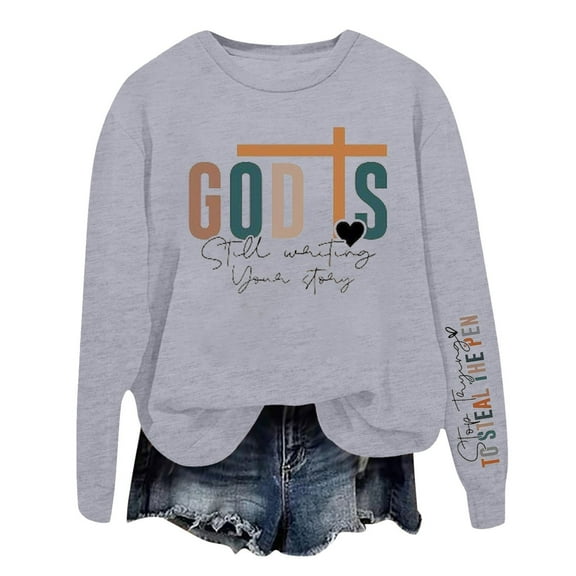 WENWU Women Sweatshirt Long Sleeve Sweatshirt Women’S Pullover Grey Comfort Colors Crewneck Sweatshirt Fall Essentials Women Clothing Street Style