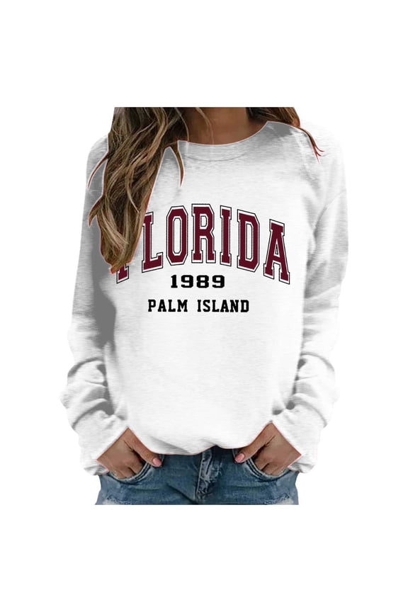 Women Sweatshirt Long Sleeve Sweatshirt for Women Pullover Women White Crewneck Fall Clothing Cute Sweatshirt