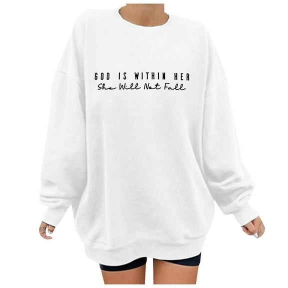 WENWU Women Sweatshirt Womens Long Sleeve Sweatshirt Women Pullover White Crewneck Women Fall Sweatshirts Women Clothes