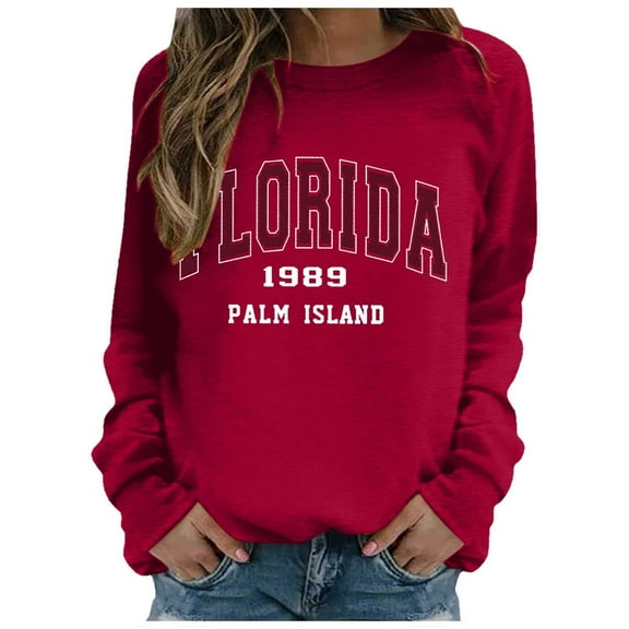 WENWU Women Sweatshirts Long Sleeve Sweatshirt Womens Pullovers Red Adult Crewneck Sweatshirt Women Fall Comfy Clothes