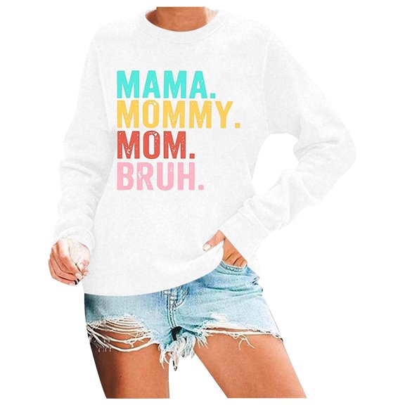 WENWU Women Sweatshirts Womens Long Sleeve Sweatshirt Women Pullover Sweatshirt White Crewneck Fall Clothing Casual Wear