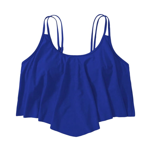 WENWU Women's Bikini Tops Full Coverage Tankini Top Double Layer Swim Bras Flounce Bathing Suit Tops with Ruffled Swimming Bra for Women plus Size Bathing Suits Women with Underwire