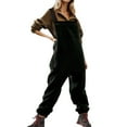 thumbnail image 1 of WENWU Women's Brushed Overalls Bibs and Adjustable Suspenders with Warm Winter Ski Pants Women Tuxedos Eyelet Jumpsuit, 1 of 4